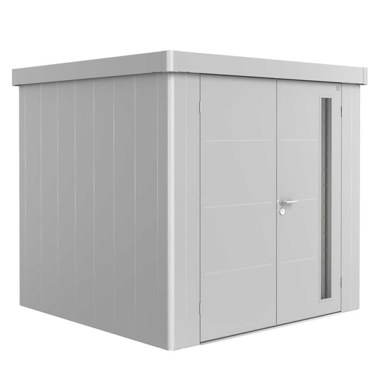 8x8 Biohort Neo 2B Metal Shed - Double Door in metallic silver