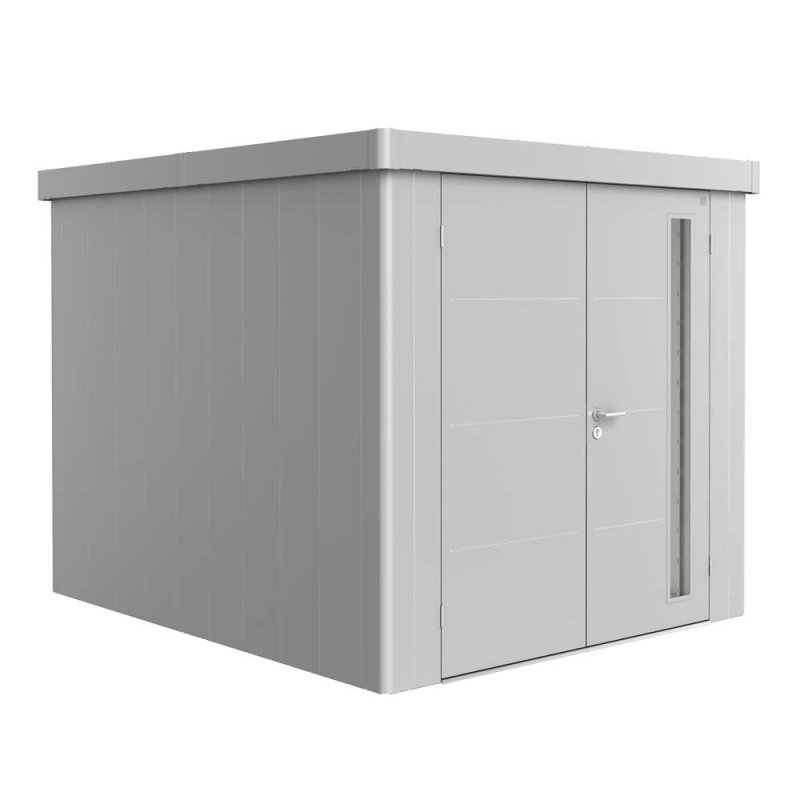8x10 Biohort Neo 3B Metal Shed - Double Door in metallic silver