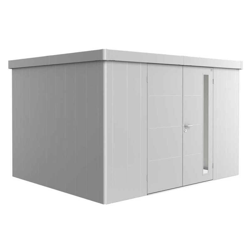 12x10 Biohort Neo 3D Metal Shed - Double Door in metallic silver