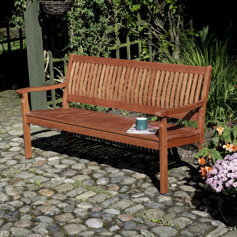 1.5m Rowlinson Willington Bench - in situ, angle view