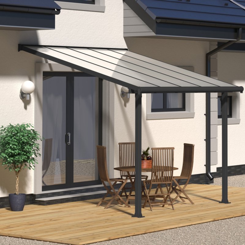 10x10 Palram Canopia Olympia Patio Cover Grey with Clear Panels 8