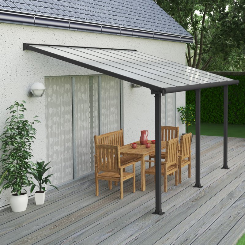 10x14 Palram Canopia Olympia Grey Patio Cover With Clear Panels 8