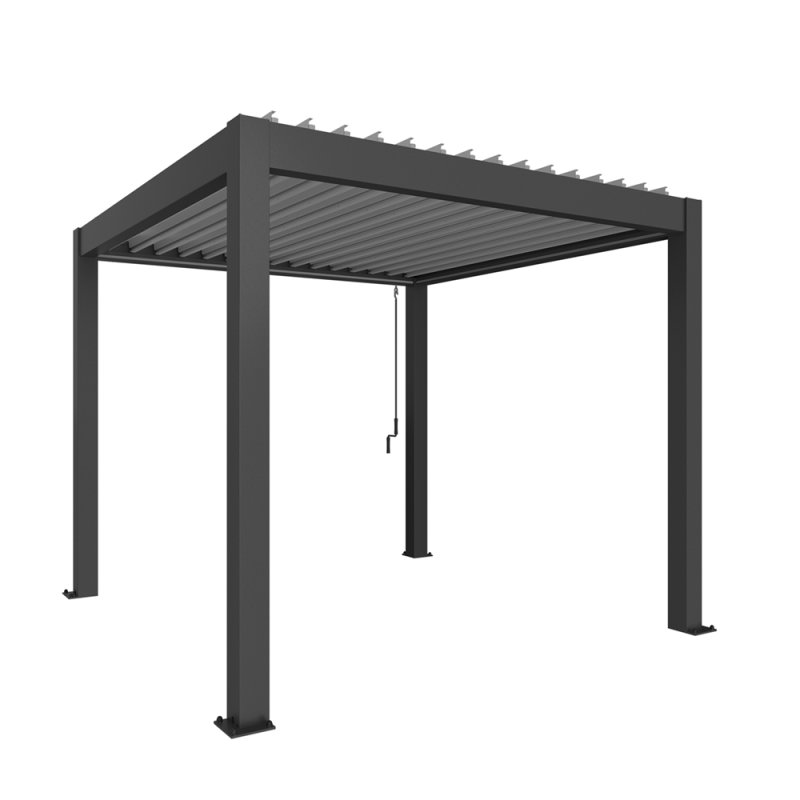 3mx3m Biohort Metal Pergola - Metallic Dark Grey with Metallic Silver Roof Louvres 4