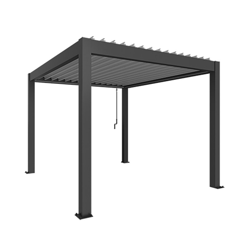 3mx3.5m Biohort Metal Pergola - Metallic Dark Grey with Metallic Silver Roof Louvres