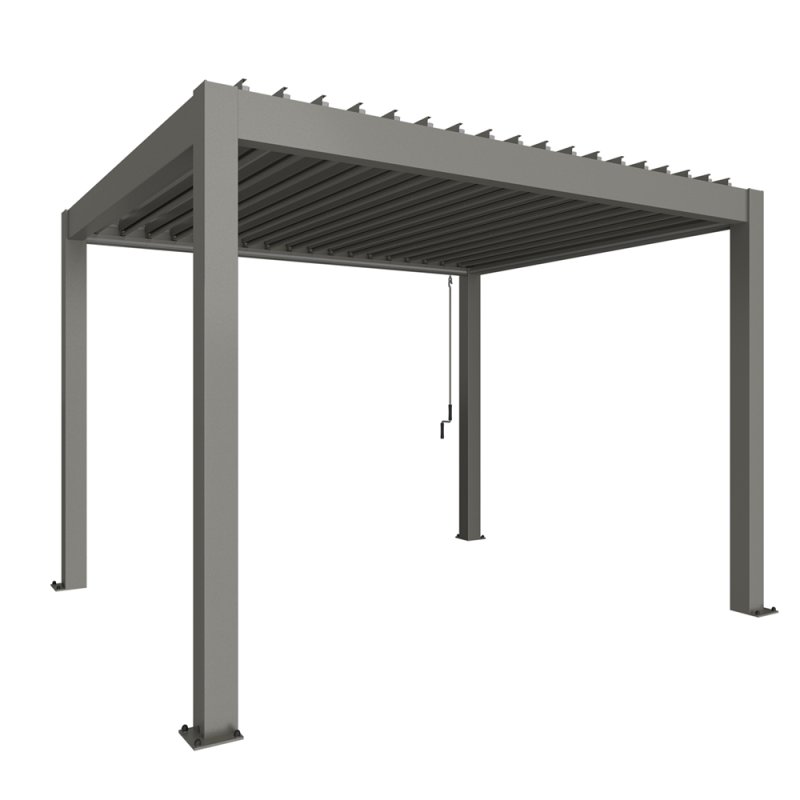3.5mx3m Biohort Metal Pergola - Metallic Quartz Grey with Metallic Quartz Grey Roof Louvres