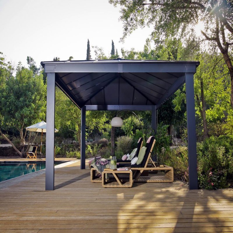12 x 16 Palram Canopia Dallas Grey Garden Gazebo - insitu