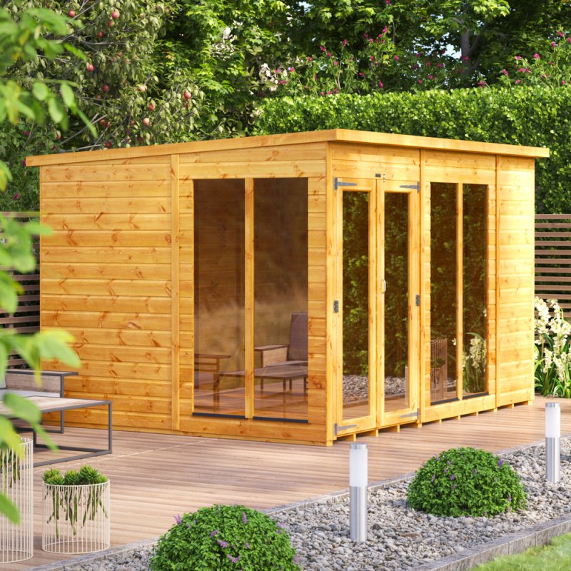 Powersheds 10x8 Pent Summerhouse With Toughened Glass - in situ