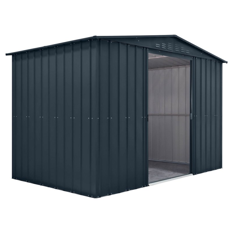 10 x 6 Globel Apex Metal Shed In Grey - isolated view