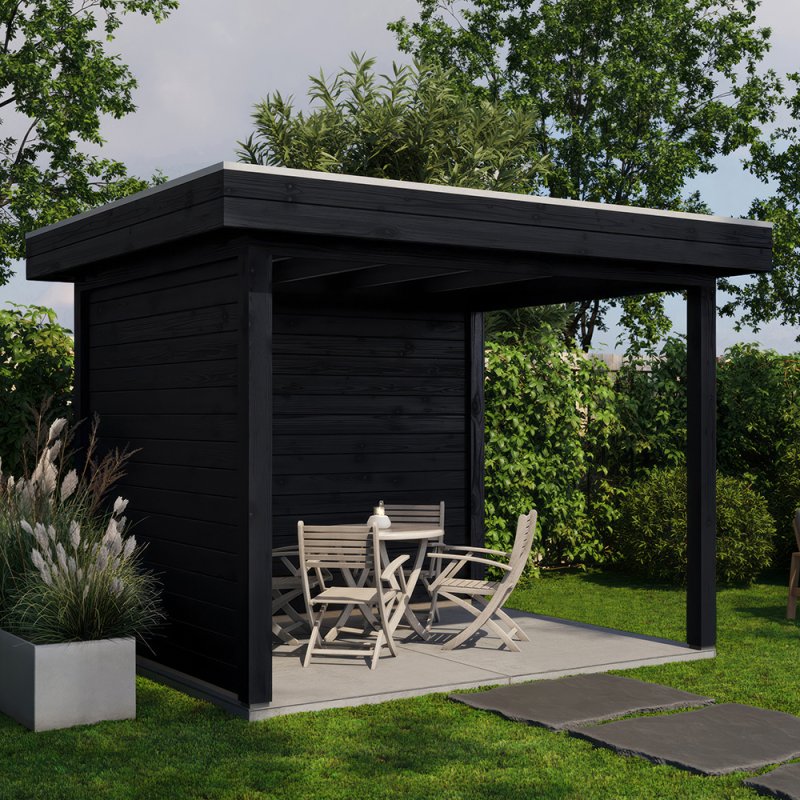 10 x 8 (3.0m x 2.5m) Lugarde Select Winsford Gazebo Treated Black - in situ, side view