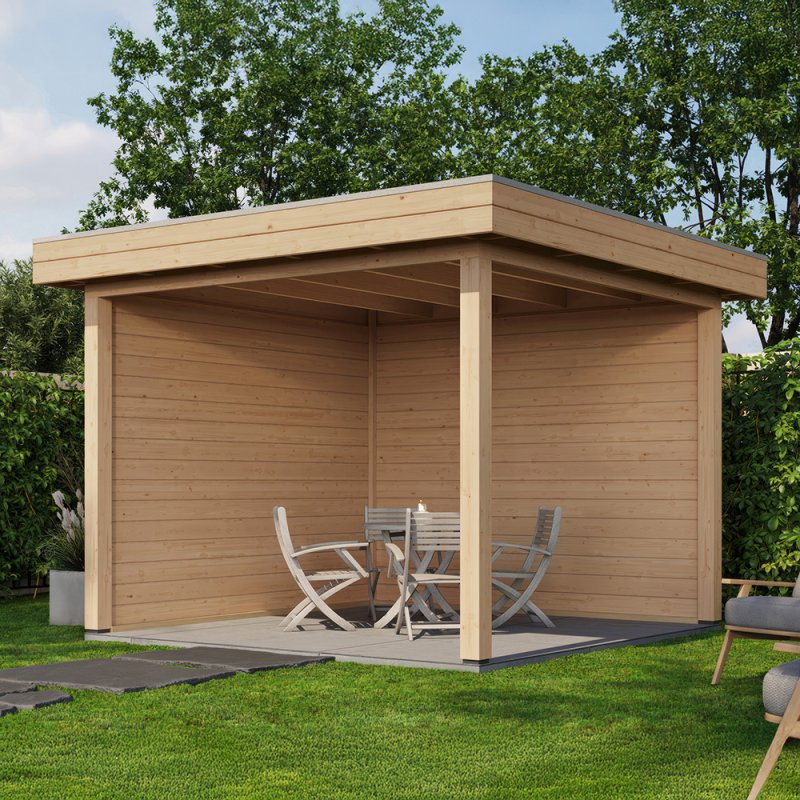 10 x 10 (3.0m x 3.0m) Lugarde Select Trowbridge Gazebo - in situ, angle view
