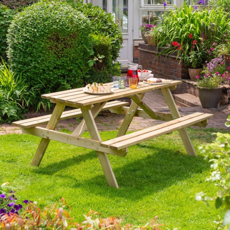 Rowlinson Garden Products Rowlinson Traditional 6 Seater Picnic Table 1.5m - Pressure Treated