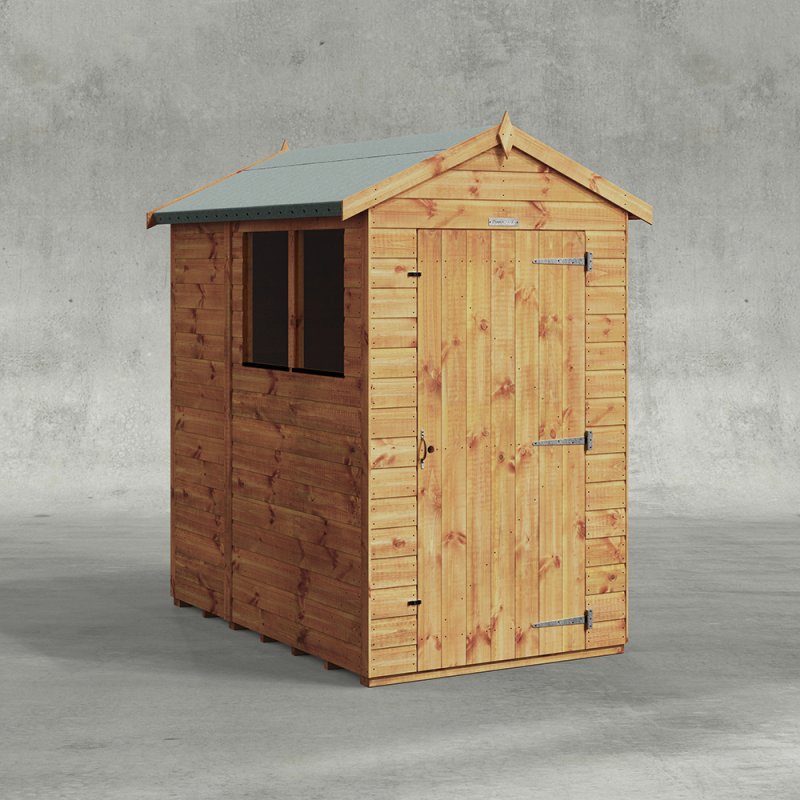 6 x 4 Powersheds Tongue & Groove Apex Wooden Shed - isolated