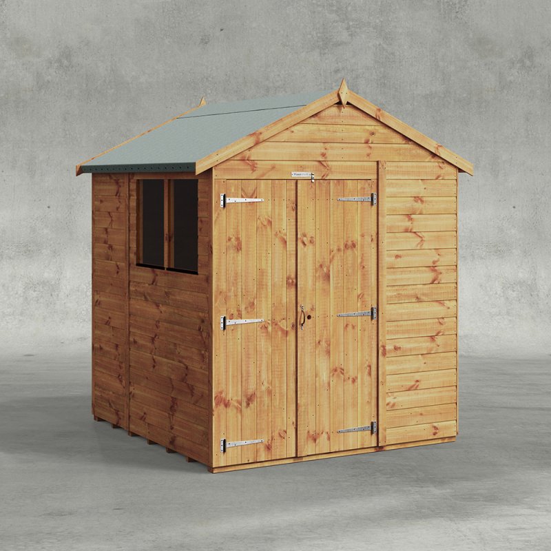 6 x 6 Powersheds Tongue & Groove Apex Wooden Shed With Double Doors, studio shot