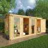 15 x 10 (4.6m x 3m) Mercia Reverse Apex Log Cabin With Side Shed in 19mm Logs